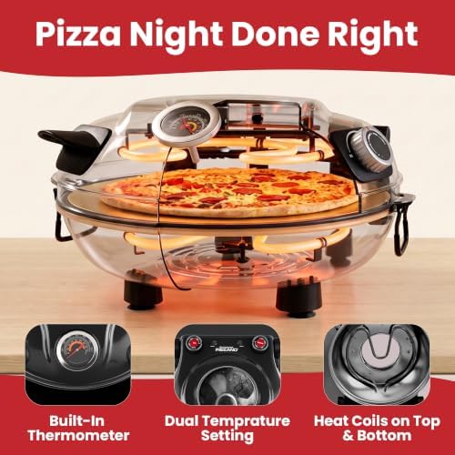 PIEZANO 12" Electric Pizza Oven Indoor Countertop Pizza Maker, Black - Image 5