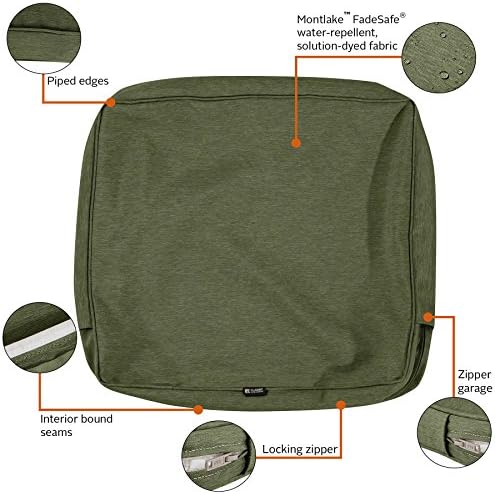 Classic Accessories Montlake Water-Resistant 21 x 22 x 4 Inch Outdoor Back Cushion Slip Cover, Patio Furniture Cushion Cover, Heather Fern Green, Patio Furniture Cushion Covers - Image 4