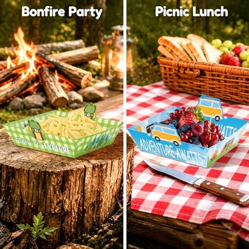 Fancy Land Camping Party Supplies Nacho Boats Camping Adventure Paper Trays - Image 6