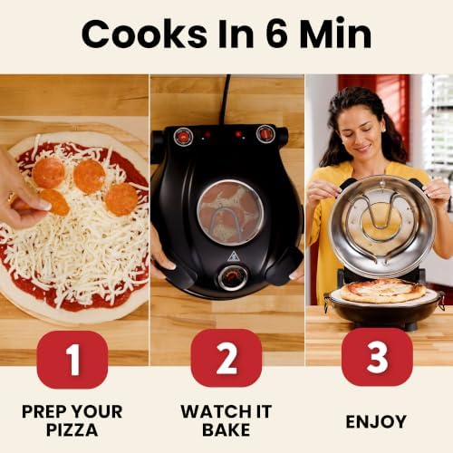 PIEZANO 12" Electric Pizza Oven Indoor Countertop Pizza Maker, Black - Image 4