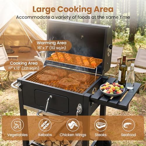Giantex Charcoal Grill, Outdoor BBQ Grill with Foldable Side Shelf - Image 3