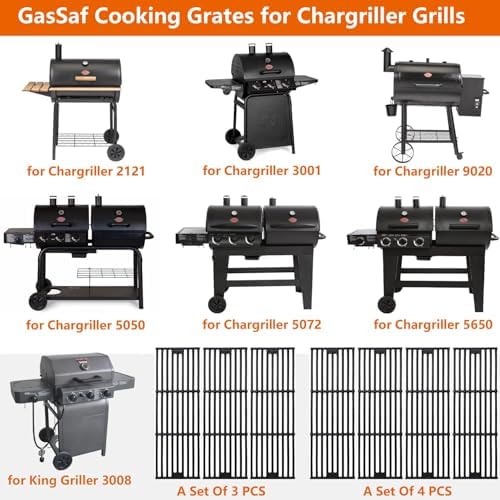 GasSaf 19 3/4 inch Grill Grates for Chargriller 5050 3001 3008 3030 4000 2121, King Griller 3008 5252, Char Griller Duo 5050 Parts Replacement, Cast Iron Grill Cooking Grid Grates 19-3/4 x 6-3/4 - Image 2