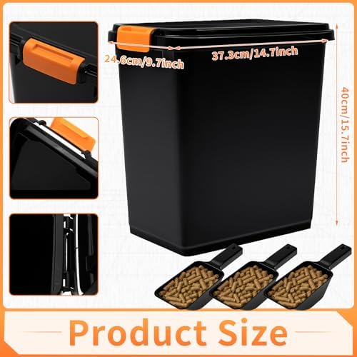 Maxdot 3 Sets 22lb Dry Pellet Storage Bin Kit with Scoops and Labels - Image 2
