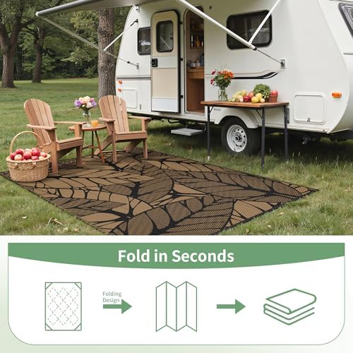GENIMO Outdoor Rug, Waterproof Plastic Rugs for Patio, 6'x9' Onyx Brown - Image 7