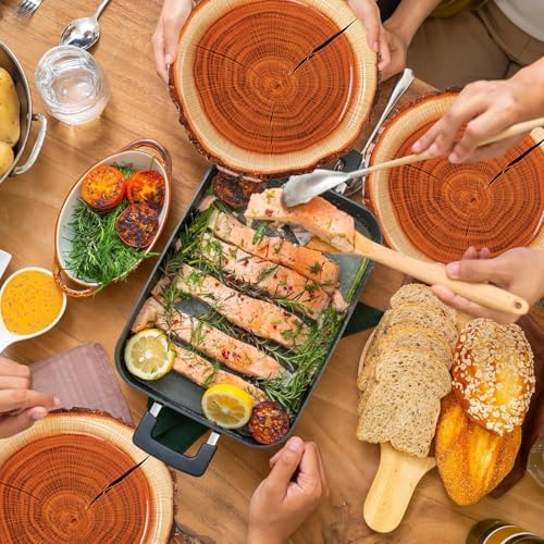 120 Pcs Rustic Wood Grain Dessert Paper Plate 7" Natural Farmhouse Wood Slice Paper Dessert Plates Camping Wood Grain Slice Service Trays for Camping Hunting Lumberjack Birthday Party Supplies - Image 4