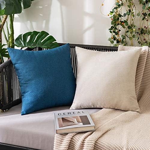 MIULEE Decorative Outdoor Pillow Covers Euro Waterproof 22x22 Beige - Image 5