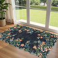 Dark Navy Floral Entry Rug - 3x5 Ft Washable Indoor Outdoor Mats for Front Door Porch Rug Non-Slip Spring Door Mat Boho Throw Rugs for Living Room Bedroom Entryway Kitchen Office Porch Decor by Othilic