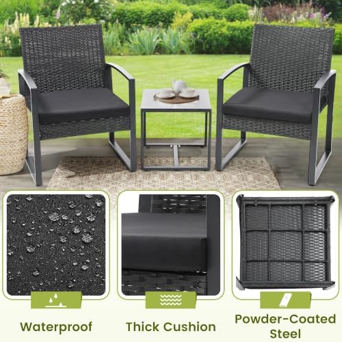 Murago 3-Piece Wicker Patio Bistro Set, Outdoor Conversation Set - Image 5