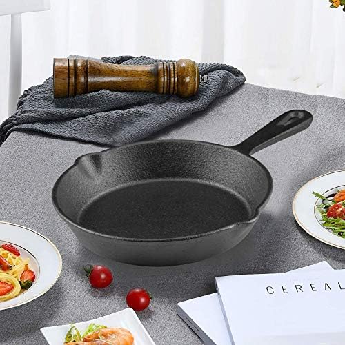 6 Inch Cast Iron Skillet, Frying Pan with Drip-Spouts, Pre-seasoned Oven Safe Cookware, Camping Indoor and Outdoor Cooking, Grill Safe, Restaurant Chef Quality - Image 6