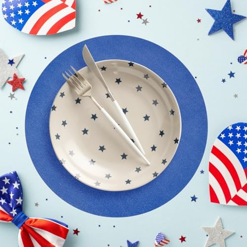 50 PCS Navy Blue Round Paper Placemats 13 Inch Round Glitter Disposable Place Mat Outdoor Tablemats for Wedding Birthday Graduation Christmas Outdoor Party Decor - Image 4