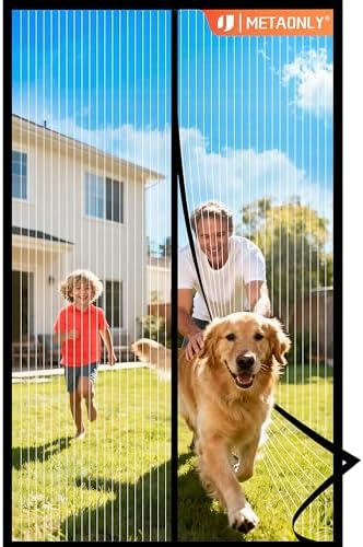 METAONLY Magnetic Screen Door Mesh, Works for Patio, Sliding Door, Keeps Bug Mosquito Out, Fresh Air Flow, Fits 36" x 82" Door - Curtain Size 38" x 83", Black Frame White Veil by Giveyouthebestexperience