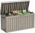 86 Gallon Deck Box, Lockable Waterproof Outdoor Storage Boxes For Garden Tools,Indoor Cushions,Accessories Outside Storage Resin Weatherproof Container(Grey) by MAIUSCOLI