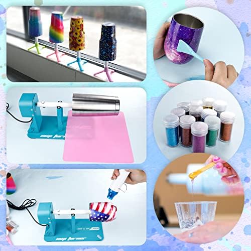 LFSUM Cup Turner Kit for Crafts Tumbler, Tumbler Cup Spinner, Glitter Powder, Epoxy Resin Kit for Beginners with Epoxy and Heat Gun (1X-Blue) - Image 2