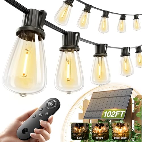 addlon 102FT(96+6) Solar String Lights Outdoor,Waterproof Dimmable 30+2 LED by addlon