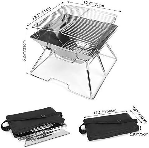 Odoland Folding Campfire Grill, Camping Fire Pit, Outdoor Wood Stove Burner - Image 4