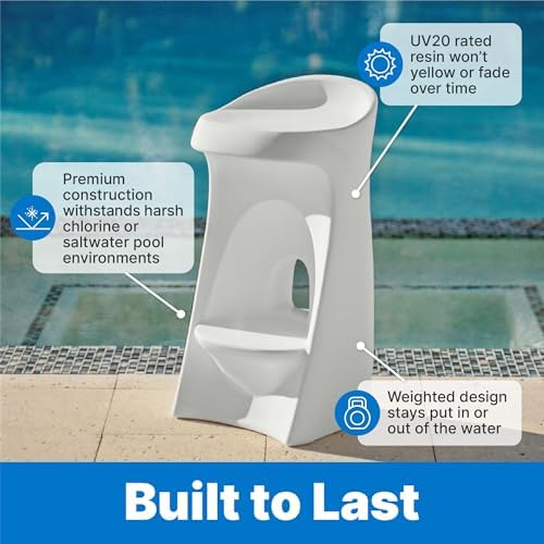 Step2 in Pool Stool, 33-inches Tall, Waterproof Patio Furniture, Bar Stool, Weighted, White - Image 6