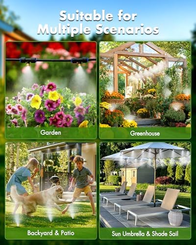 Misters for Outside Patio with Water Filter - 59Ft(18M) Misting system Line 20 Brass Mist Nozzles Brass Adapter(3/4") Patio Misters for Cooling Outdoor Greenhouse Backyard Porch Garden BBQ Party Pool - Image 6