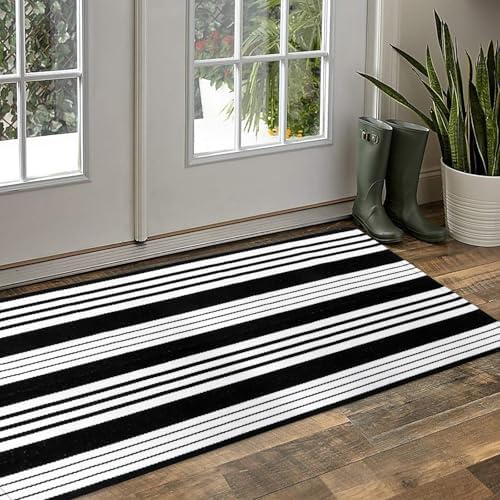 Black and White Outdoor Rug 24"x51" Fall Door Mat Welcome Mats Porch Rugs - Image 5