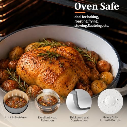 Winado 7.5 Qt Enameled Cast Iron Dutch Oven Pot with Lid, Black‑Gray Ombre - Image 2