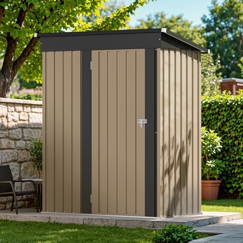 Devoko 5x3 FT Outdoor Storage Shed, Brown - Image 6
