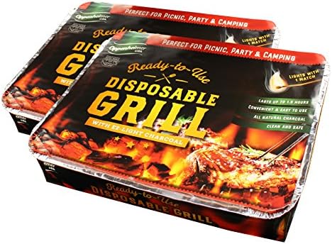 Disposable Charcoal Grill On-The-Go Ready to Use Easy to Light Kosher | Pack of 2 by OppenheimerUSA