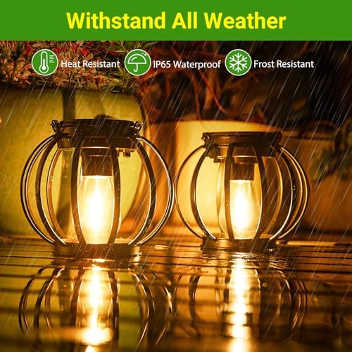 KOOPER Solar Lanterns Outdoor Waterproof, Upgraded Metal Hanging Solar Lights Outdoor Lanterns, Brighter Auto On/Off Outdoor Hanging Lantern for Yard Patio Pathway Porch Garden Decor 2 Pack - Image 3