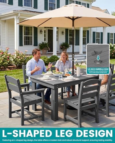 SERWALL HDPE Outdoor Dining Table and Chairs Set for 4 - Image 3