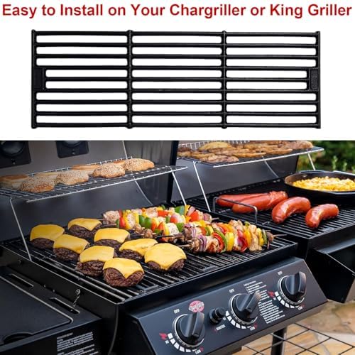 GasSaf 19 3/4" Grill Grates for Char Griller 5050 3001 3008 3030 4000 2121, King Griller 3008 5252, Replacement Parts for Chargriller Duo 5050 Grill Grates, 3 Packs Cast Iron Cooking Grids Parts - Image 5