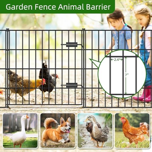 Metal Garden Fence with Gate 28 in x 23.3 ft, Dog Fence Outdoor for Yard - Image 4