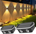 Ellasay Fence Lights Solar Powered: Outdoor LED Wall Lighting Dual Beam and 3 Color Modes IP65 Waterproof 12H Long Lasting Easy Mount for Garden Patio Backyard 2 Pack by ELLASAY