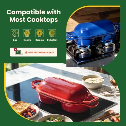 Double Dutch Oven for Sourdough Bread Baking, Cast Iron Dutch Oven [Red] - Image 7