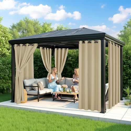 Outdoor Curtains for Patio Waterproof, 6 Drape Panels, Sun Shades - Image 4