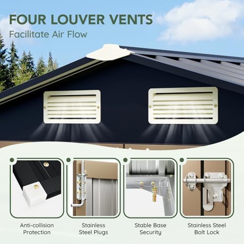 4 x 6 FT Storage Shed with Floor Frame for Backyard, Brown - Image 6