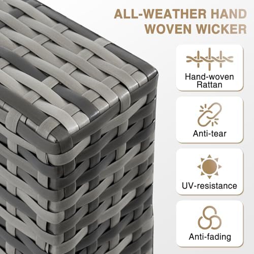 Aoxun Patio Furniture Sets, 12-Piece Outdoor Patio Furniture with 44'' Propane Gas Firepit Table, Wicker Outdoor Conversation Set Sectional Sofa for Backyard, Poolside, Garden - Image 5