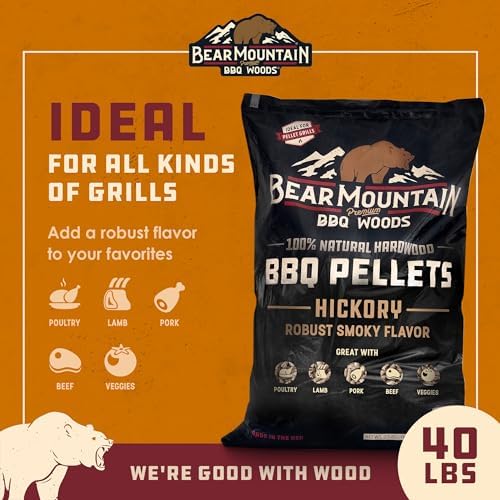 Bear Mountain Hickory Wood Pellets for Smoker and Grill, 40lb Bag - Image 2