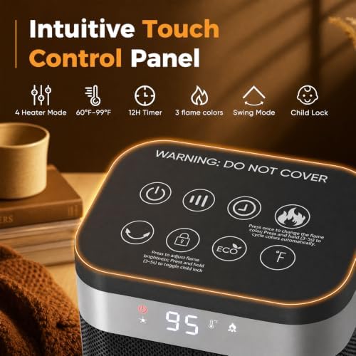 OLIXIS 24" Space Heater for Indoor Use, 60° Oscillation, 4 Modes - Image 5