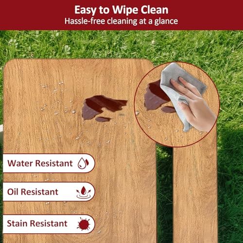 6ft 72in Picnic Table and Bench Cover, 3 Pack, Wood Grain - Image 5