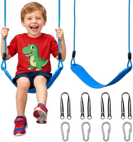HeyZoo 2 Pack Heavy Duty Kids Swing Seat 330LBS, 79" Adjustable Rope, Blue by HeyZoo