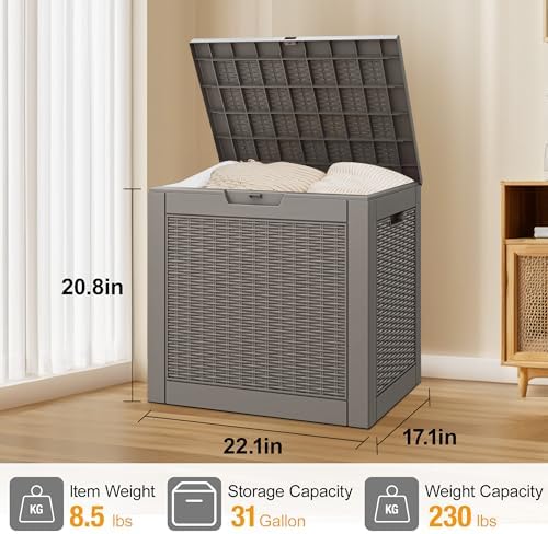 KAMABOKO 31 Gallon Outdoor Storage Box Waterproof Deck Box for Patio - Image 2