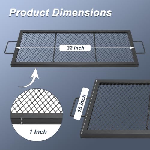 32 Inch Rectangle Fire Pit Grill Grate for Outdoor Campfire, Gathering - Image 2