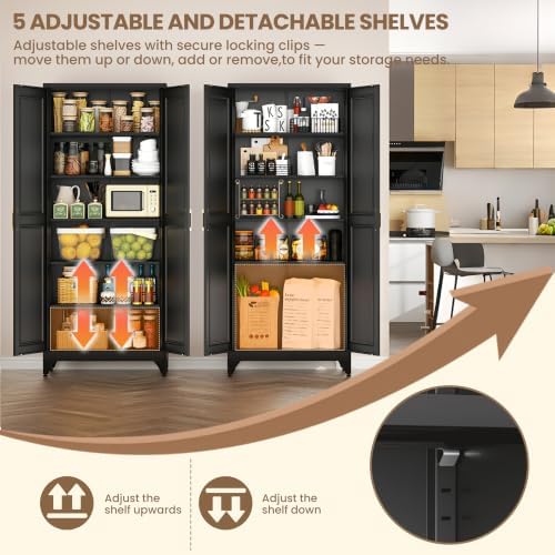 75" Metal Storage Cabinet, Garage Cabinet with Doors and Shelves - Image 6