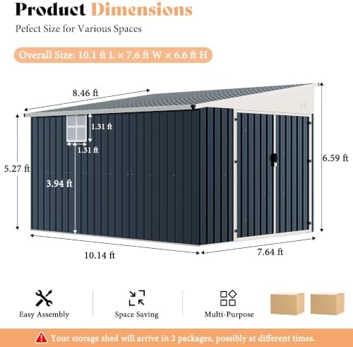 AMERLIFE 10x8 FT Lean-to Storage Shed with Lockable Door, Reinforced Frame - Image 2
