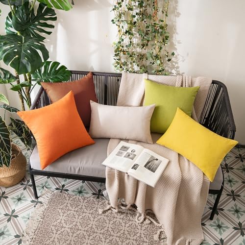 MIULEE Decorative Outdoor Pillow Covers Fall 12x12 Bright Orange - Image 4