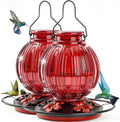 2PC Glass Hummingbird Feeder for Outdoor Hanging, 26 oz Bird Nectar Feeder by GreteGotye