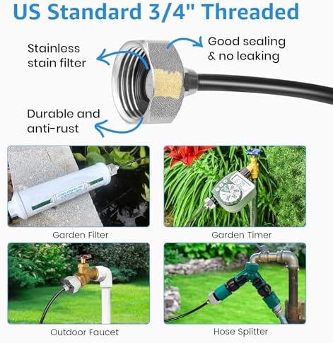 MIXC Misters for Outside Patio, 75FT (23M) Misting Line+23 Mist Nozzles+3/4" Brass Adapter, Outdoor Misting Cooling System for Patio Backyard Garden Greenhouse Horse Corral - Image 3