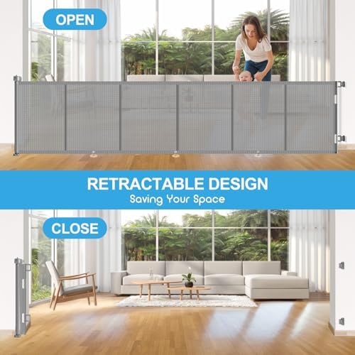 EZIGO 120 Inch Retractable Baby Gates Extra Wide Reinforced Baby Dog Gate - Image 6