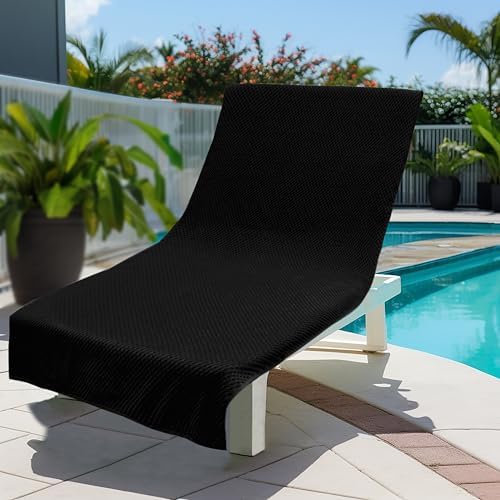 COTTON CRAFT Pool Lounge Chair Cover - 2 Pack Euro Spa Waffle Weave - Black - Image 3