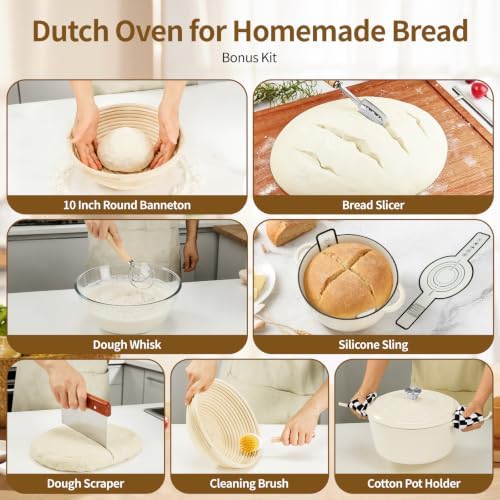 Enameled Cast Iron Dutch Oven pot 6.5 QT with Lid for Bread Baking - Image 4