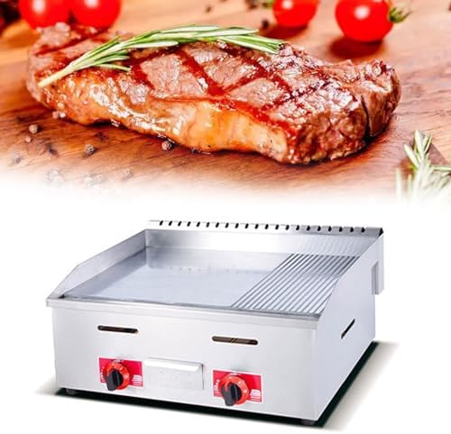 Gas Griddle LPG Commercial Stainless Steel Heavy Duty Restaurant Outdoor Griddle Gas Baking Plate Burger Grill Large Non-Stick Burners Flat Hot Plate and Can Cook for Medium to High Volumes(722) by Unknown