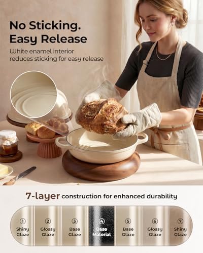 5QT Enameled Cast Iron Sourdough Bread Oven & Starter Kit, White - Image 5